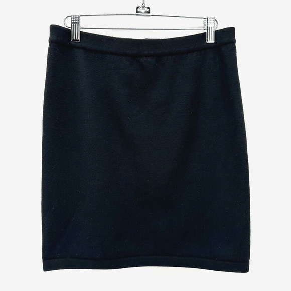 Wolford Stretch Wool Pencil Skirt Womens M Black Knit Mini Career Preppy Comfort - Picture 1 of 7